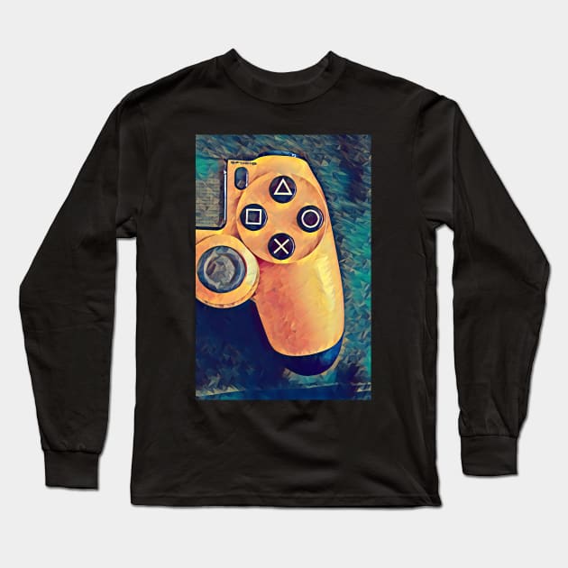 Low poly art of a ps4 controller Long Sleeve T-Shirt by Guntah